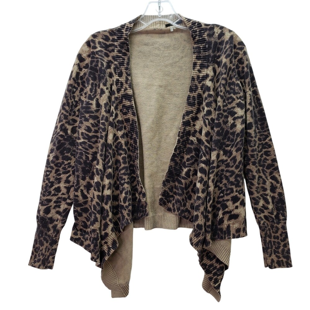Tahari Cardigan Womens Medium Leopard Open Front Sweater‎ Mobwife Career Office